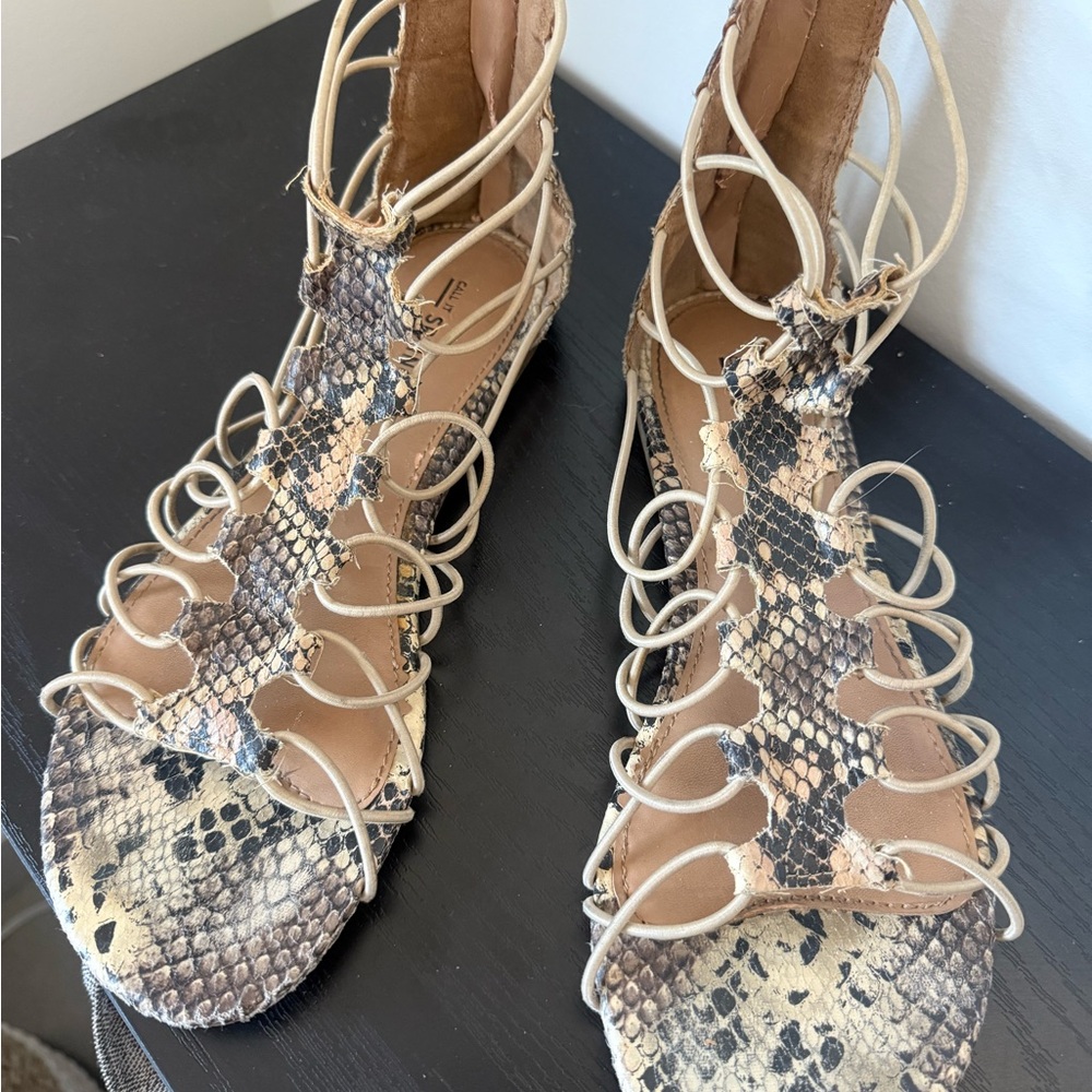 Stylish Snakeskin Lace-Up Sandals